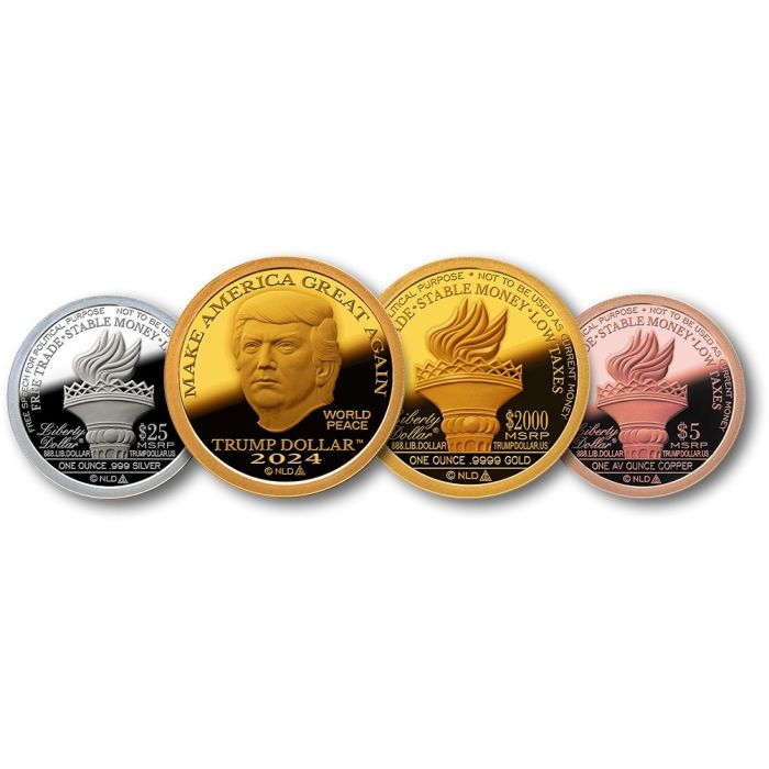 Trump Dollar 2024 Trump Dollar Gold Proof Piedfort Set Trump the